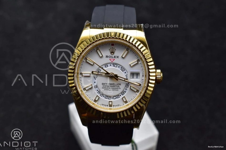 1100 1:1 YG Functional Best on A23J Strap 336238 Oysterflex White (Gain Sky-Dweller ZF Edition Dial Weight) 0106